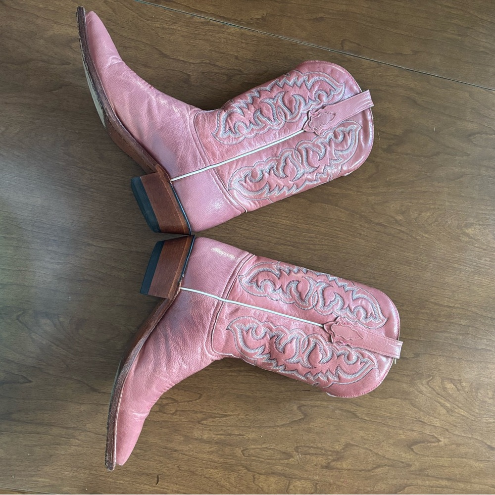 Tony Lama pink leather cowboy boots